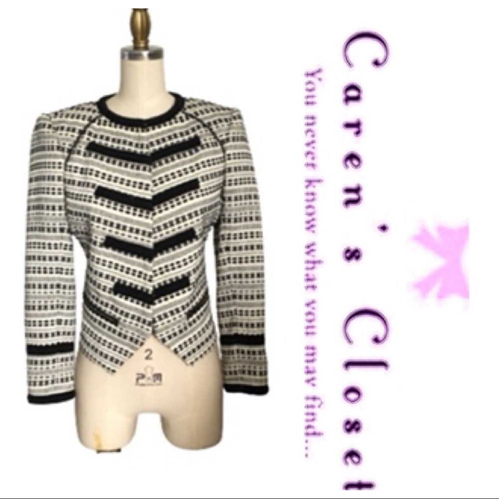 Juicy Couture Black & White Embroidered Cropped Bolero Blazer Jacket